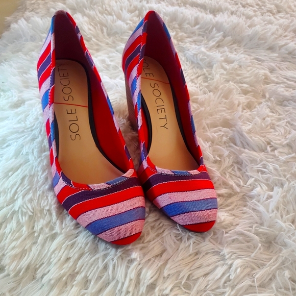 Soul Society Colorful Striped Wedge Size 7 - Picture 3 of 11